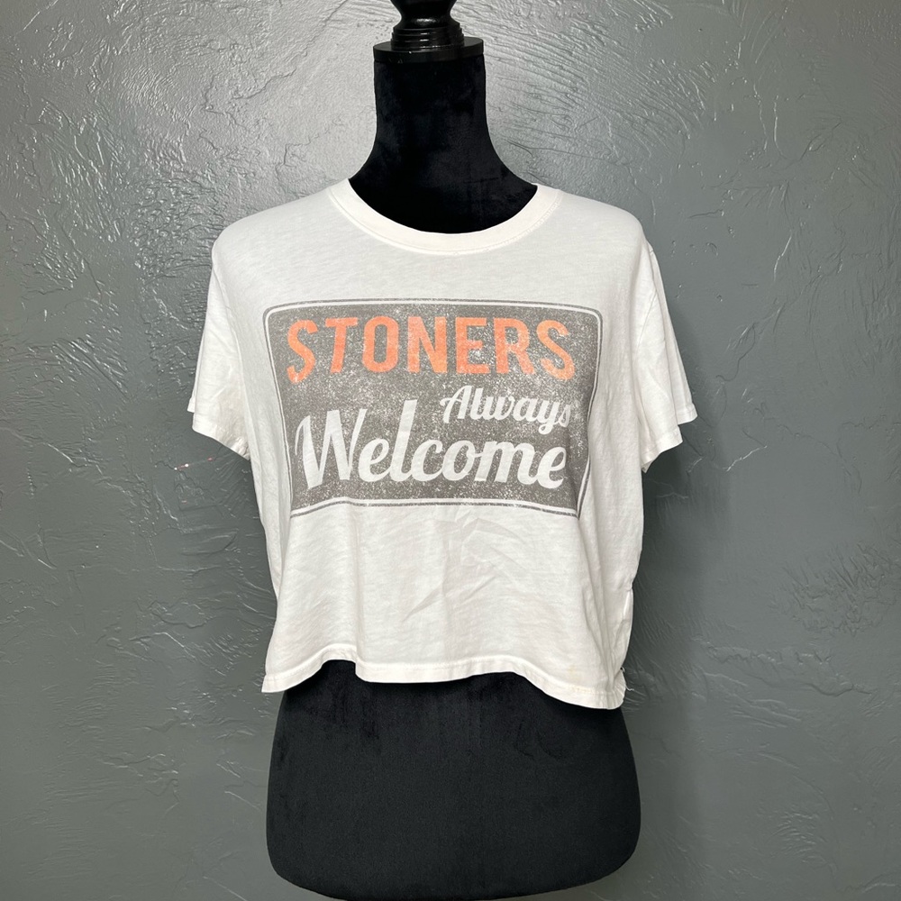 Recycled Karma Stoners Always Welcome Crop Tee